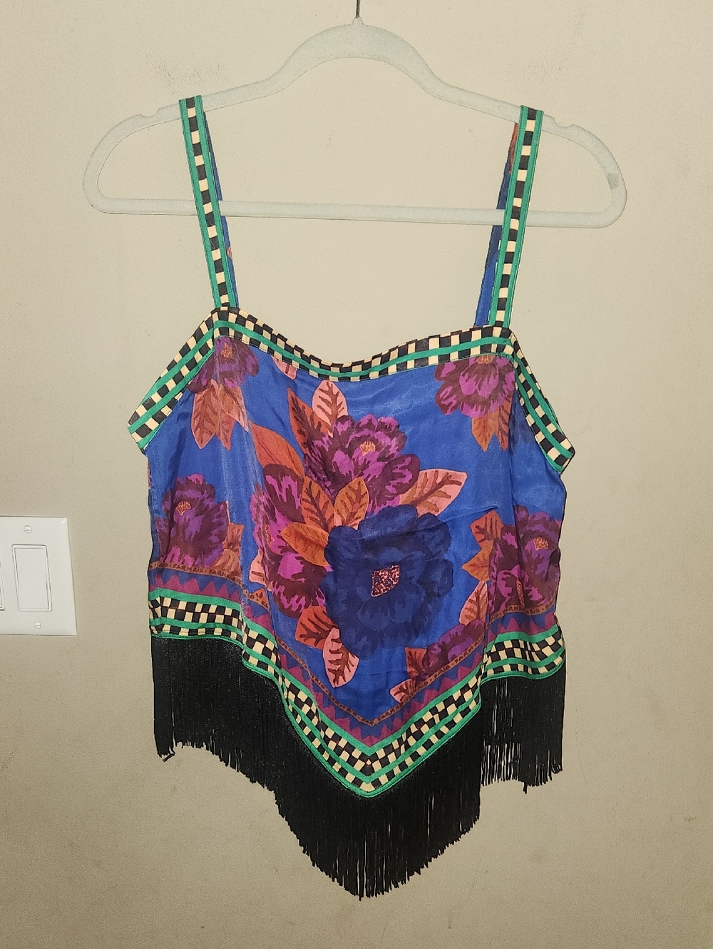 Farm Rio Fringed Tank Top Size Large - Picture 4 of 16